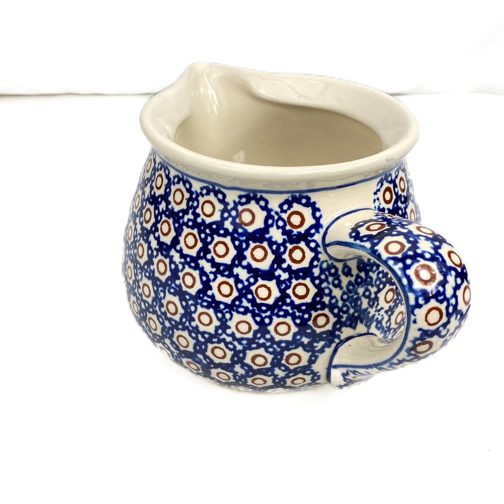 Polish Pottery, hand crafted and painted 4.5" tall Pitcher